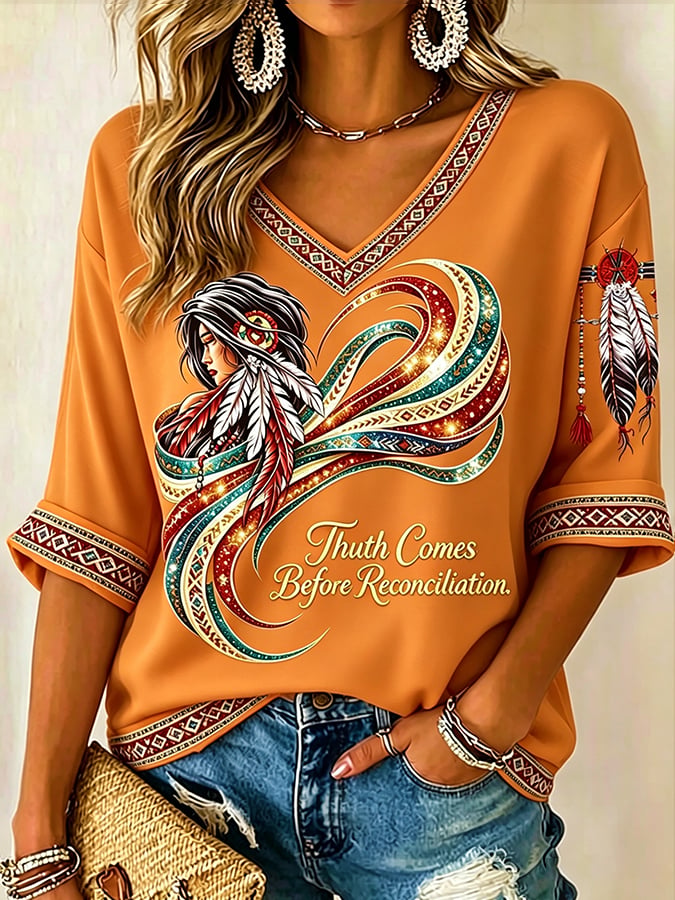 Women's Orange Shirt Day Print T-shirt