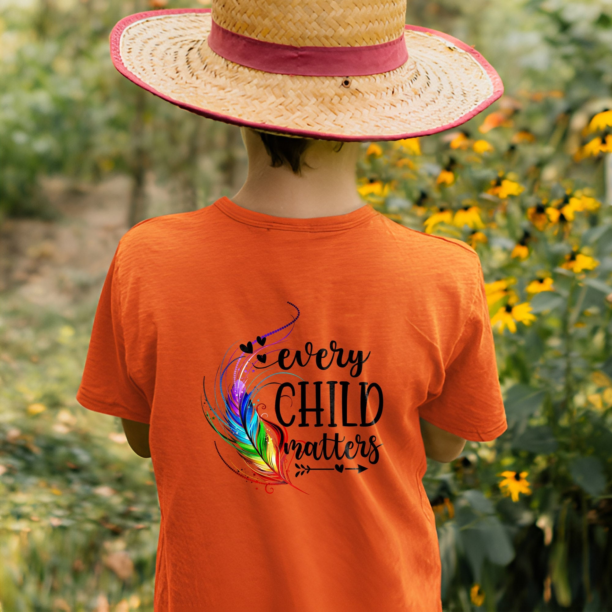 Every Child Matters Native Feathers Unisex Back T-shirt/Hoodie/Sweatshirt