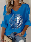 Women'S Football Print Waffle Top