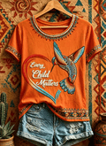 Women's  Retro Orange Shirt Day  Print T-shirt