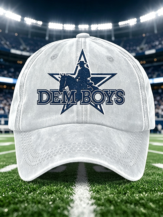 Unisex Football Print Washed Duckbill Cap
