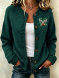 Women'S Football Printed Knitted Cardigan