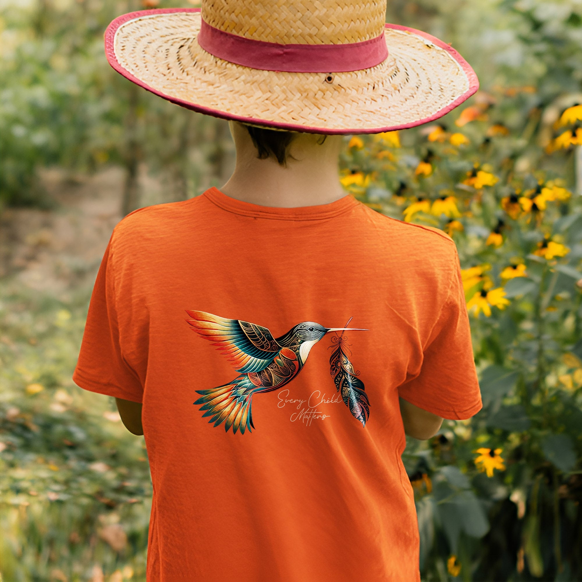 Every Child Matters Hummingbird With Feather Unisex Back T-shirt/Hoodie/Sweatshirt