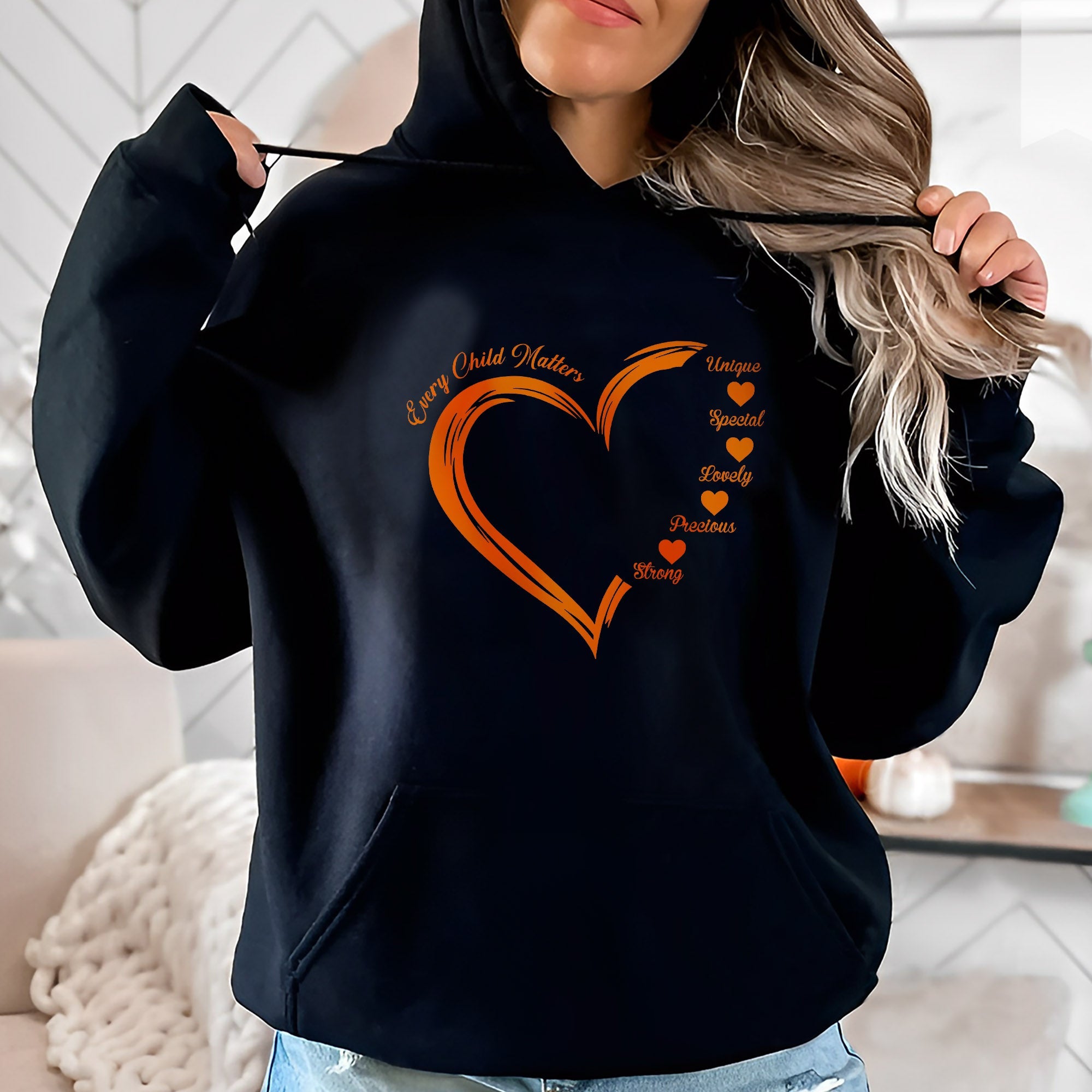 Every Child Matters Orange Heart Native American Unisex T-shirt/Hoodie/Sweatshirt - Custom Design