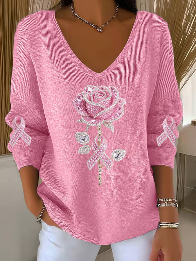 Women's Floral Print V Neck Top