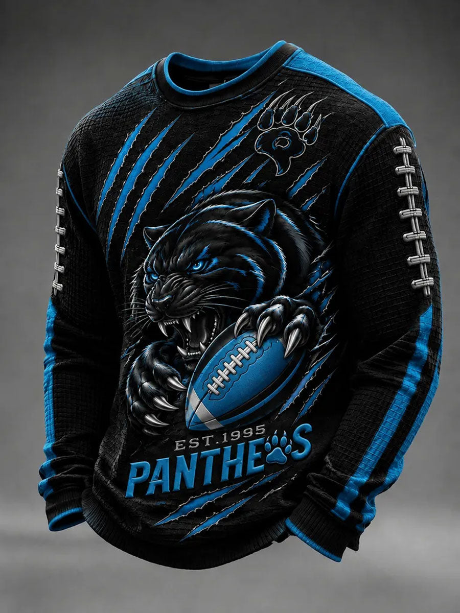 Men'S Football Printed Waffle Sweatshirt