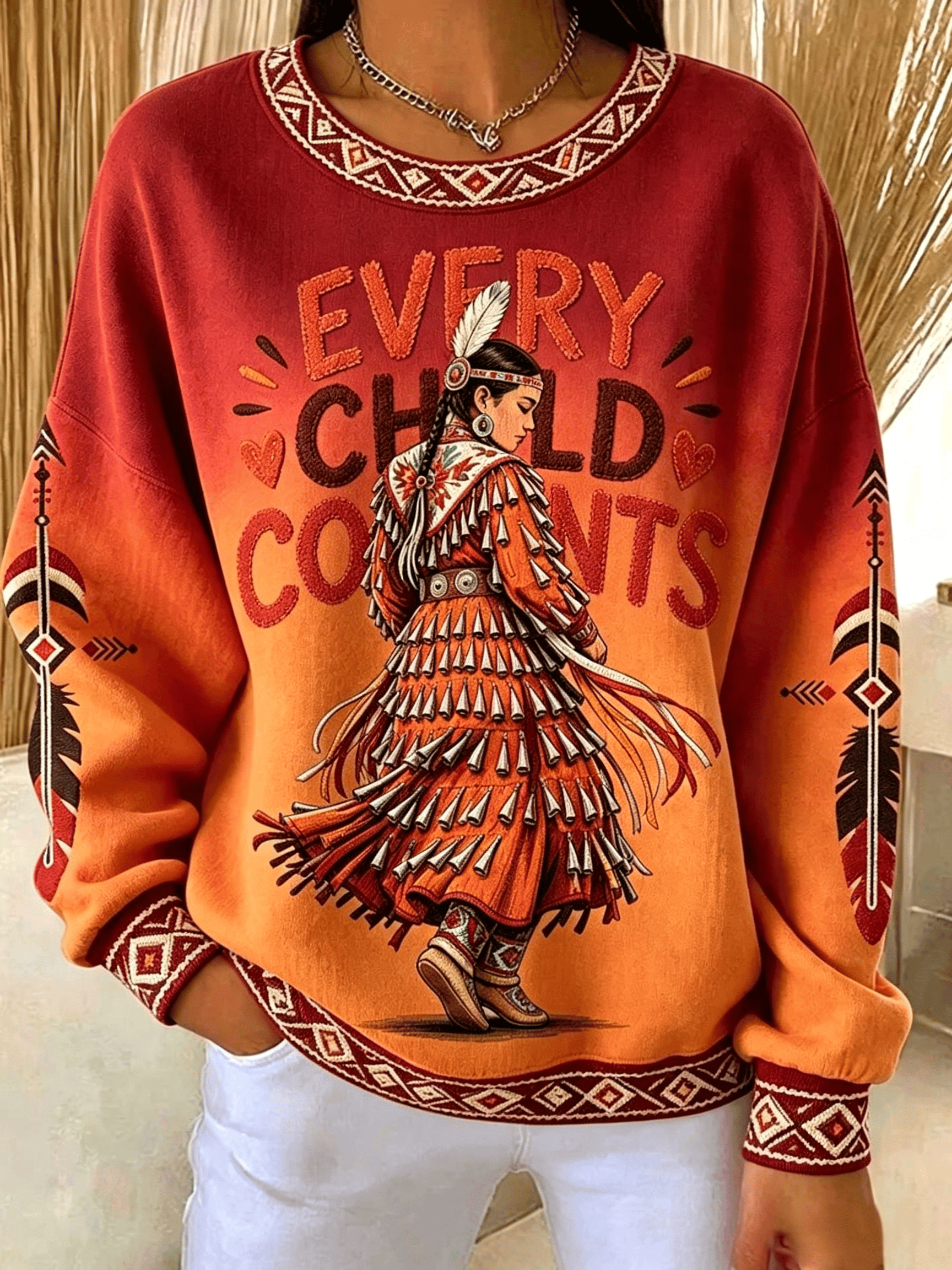 Women's Orange Shirt Day Graphic Print Sweatshirt