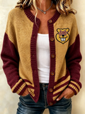 Women's Casual Football Plant Knitted Cardigan Top