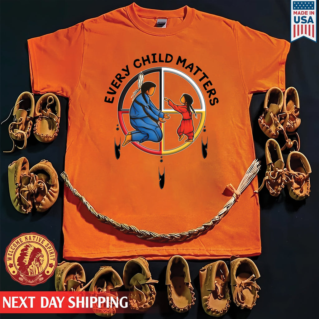 Every Child Matters Orange Shirt Day – Native Inspired Mother & Child Indigenous Awareness Unisex T-shirt/Hoodie/Sweatshirt