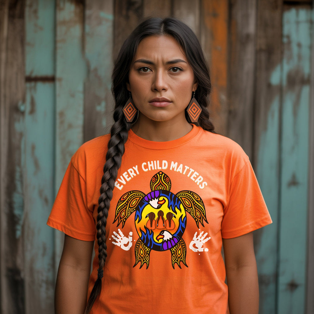 Carried by the Sacred Turtle – Every Child Matters Orange Unisex T-shirt/Hoodie/Sweatshirt