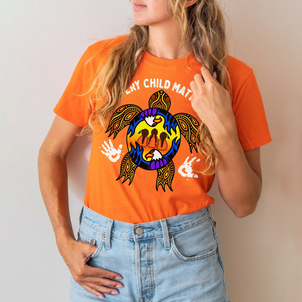 Carried by the Sacred Turtle – Every Child Matters Orange Unisex T-shirt/Hoodie/Sweatshirt