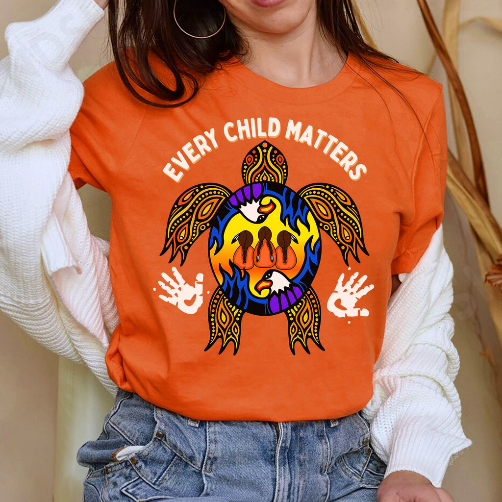 Carried by the Sacred Turtle – Every Child Matters Orange Unisex T-shirt/Hoodie/Sweatshirt