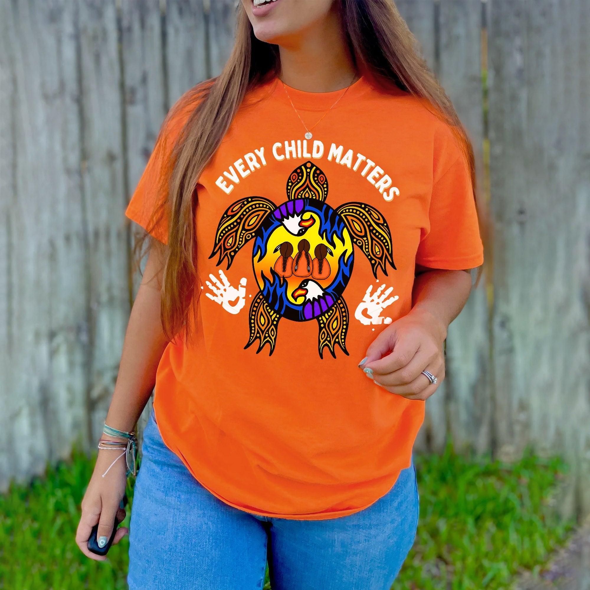 Carried by the Sacred Turtle – Every Child Matters Orange Unisex T-shirt/Hoodie/Sweatshirt