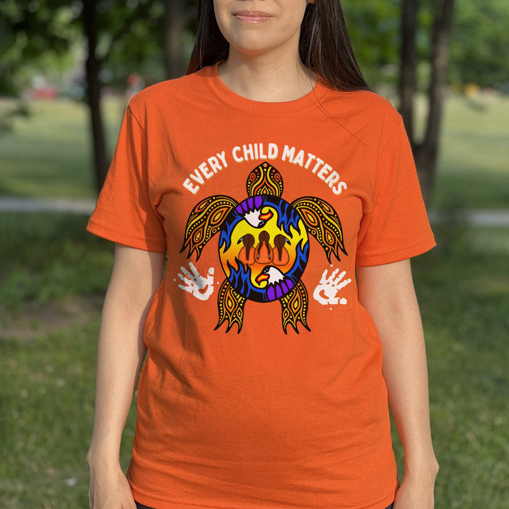 Carried by the Sacred Turtle – Every Child Matters Orange Unisex T-shirt/Hoodie/Sweatshirt