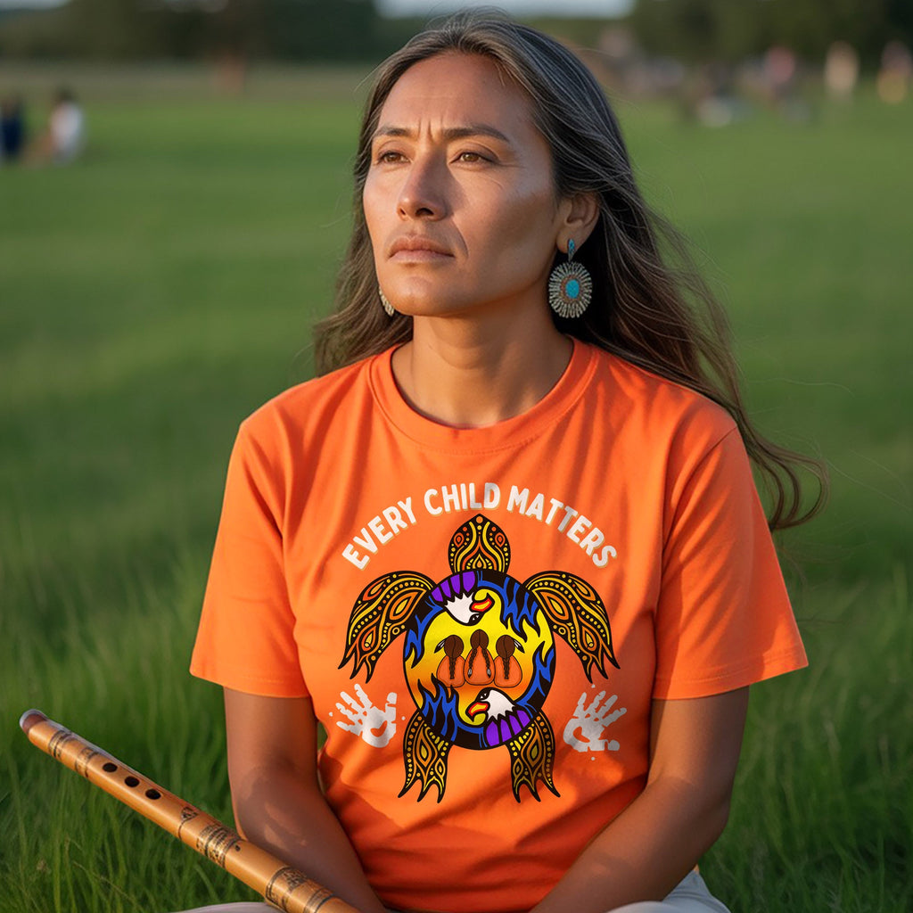 Carried by the Sacred Turtle – Every Child Matters Orange Unisex T-shirt/Hoodie/Sweatshirt