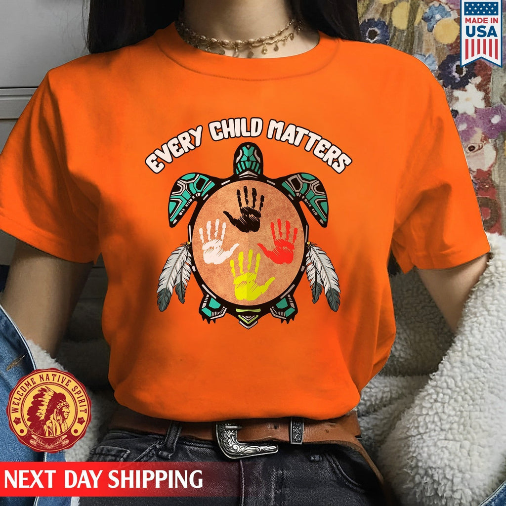 Feather Hand Color On Turtle For Orange Shirt Day Unisex T-shirt/Hoodie/Sweatshirt