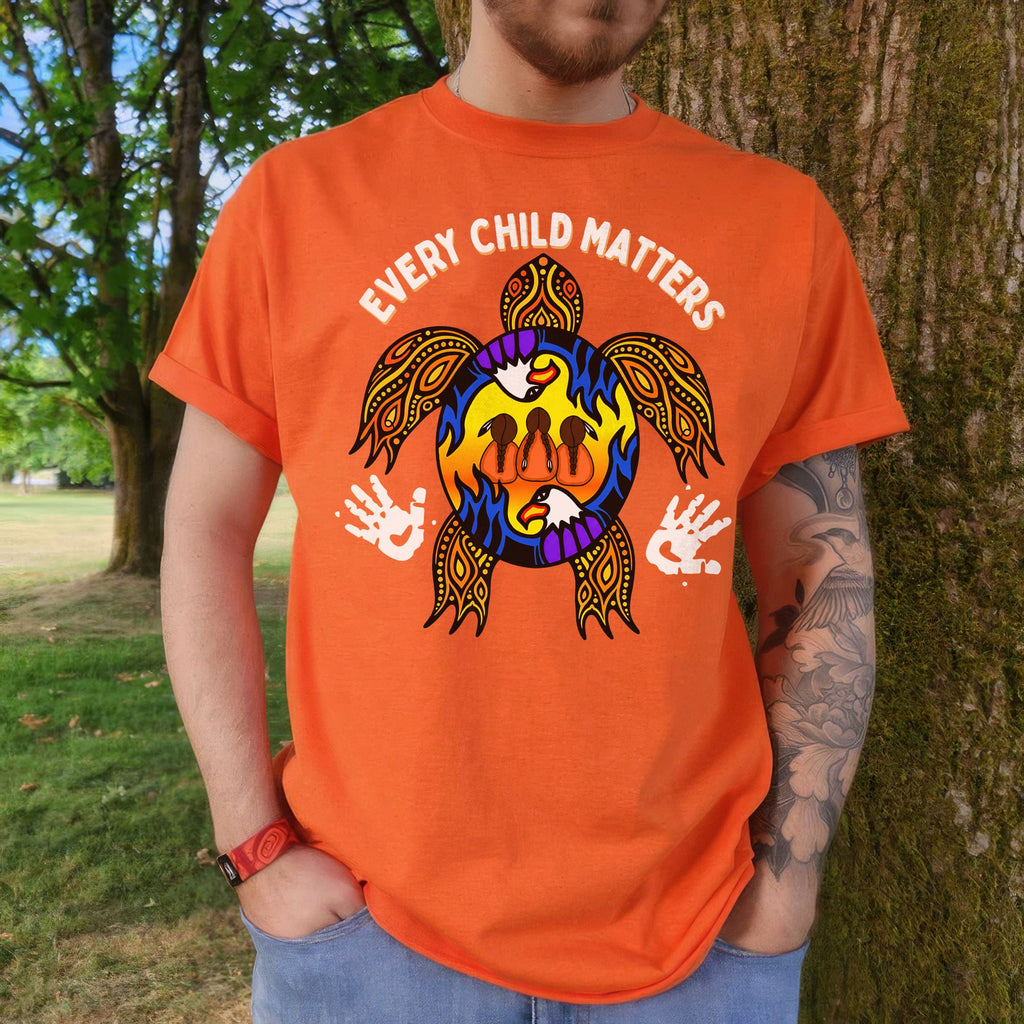Carried by the Sacred Turtle – Every Child Matters Orange Unisex T-shirt/Hoodie/Sweatshirt