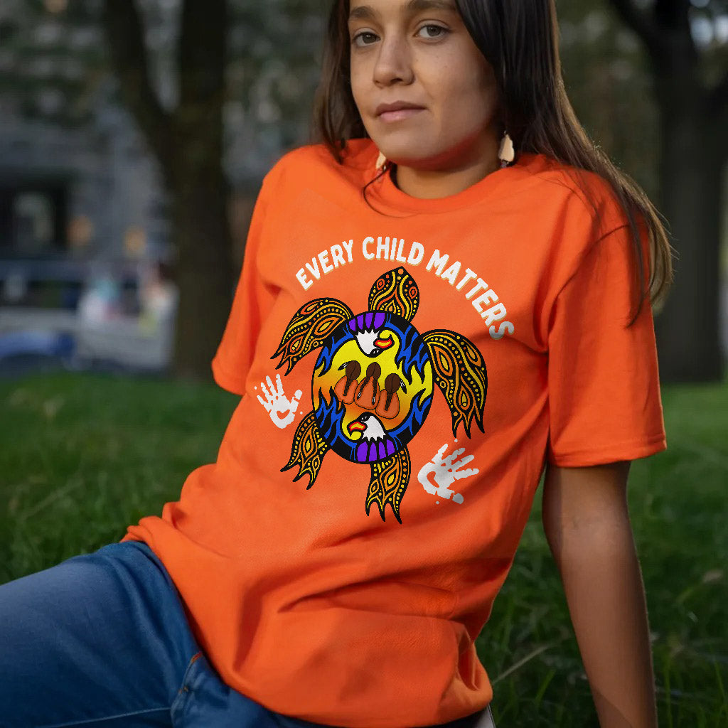 Carried by the Sacred Turtle – Every Child Matters Orange Unisex T-shirt/Hoodie/Sweatshirt