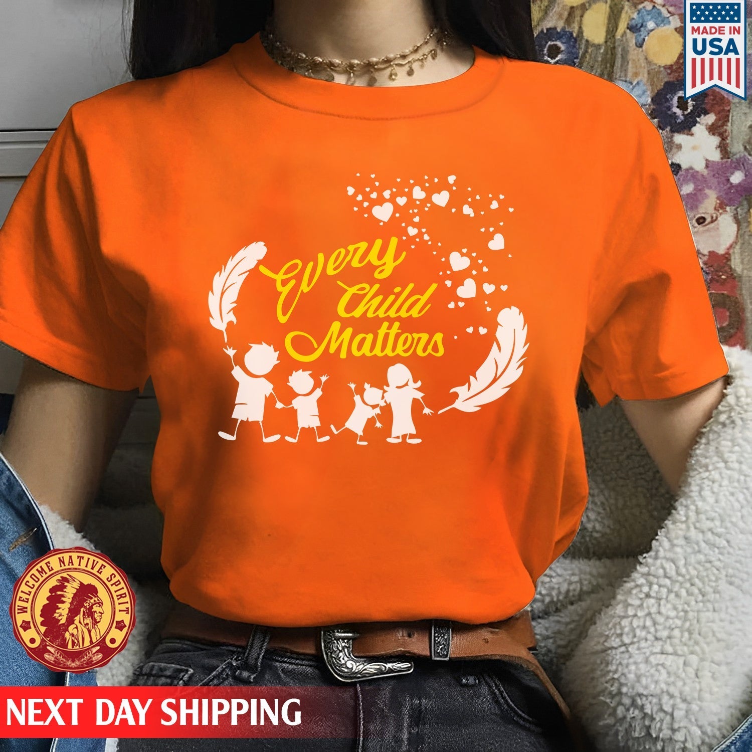 Every Child Matters Children Together Feather For Orange Shirt Day Unisex T-shirt/Hoodie/Sweatshirt