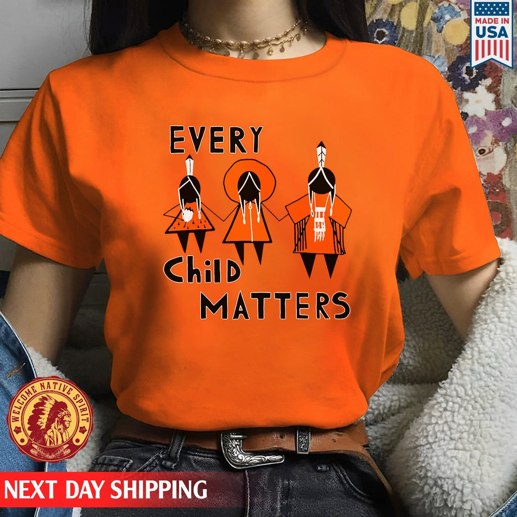 Every Child Matters Three Children Together Wear Orange Day Unisex T-shirt/Hoodie/Sweatshirt