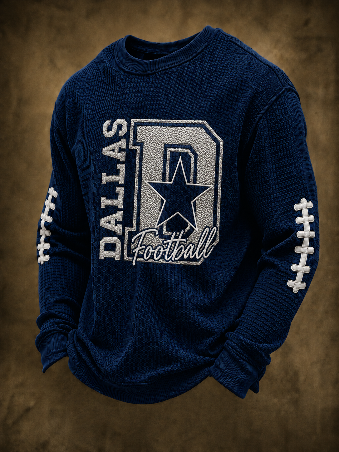 Men's Retro Football Pattern Waffle T-shirt