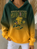 Women's Football Fan Printed Vintage Hoodie
