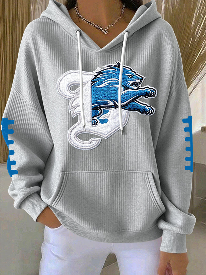 Women'S Football Print Hooded Sweatshirt