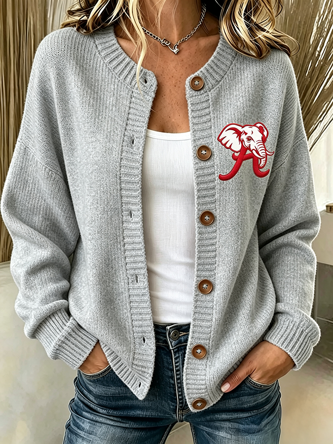 Women'S Casual Football Plant Knitted Cardigan Top