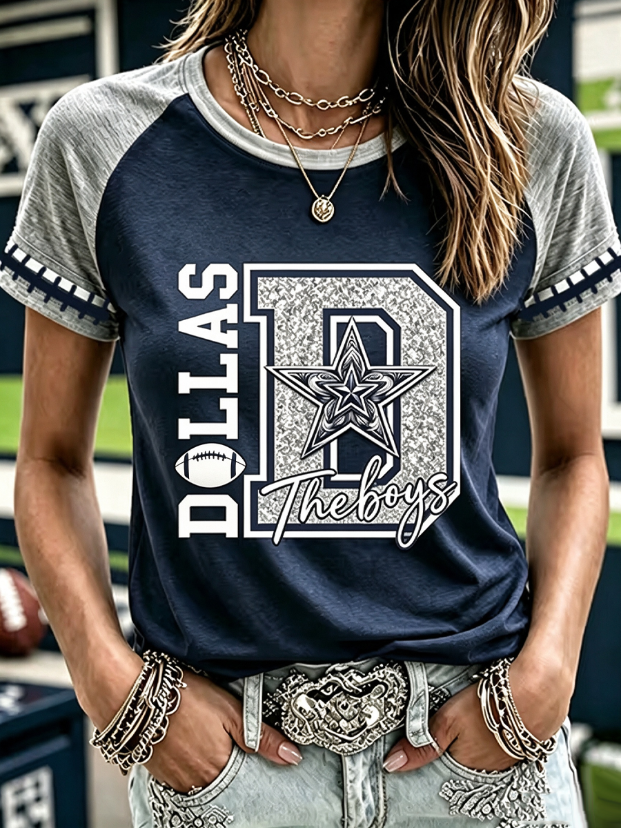 Women'S Casual Football Print Sports T-Shirt