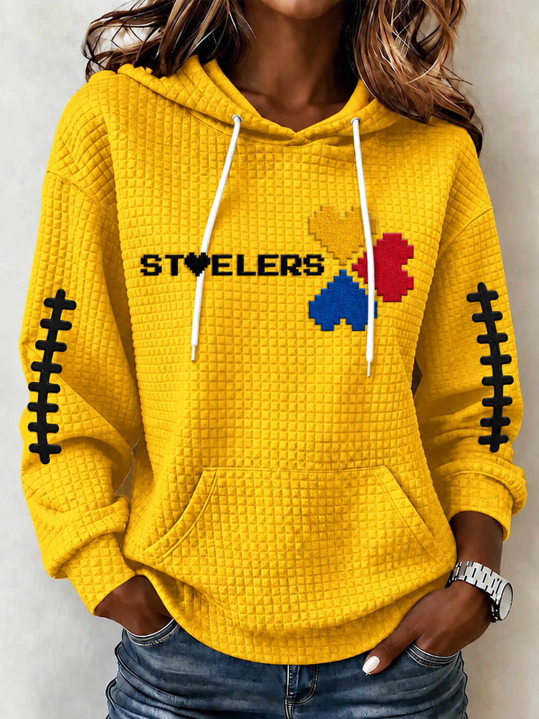 Women'S Football Print Hooded Sweatshirt