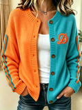 Women'S Casual Football Plant Knitted Cardigan Top