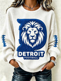 Women's Football Print Crew Neck Check Sweatshirt