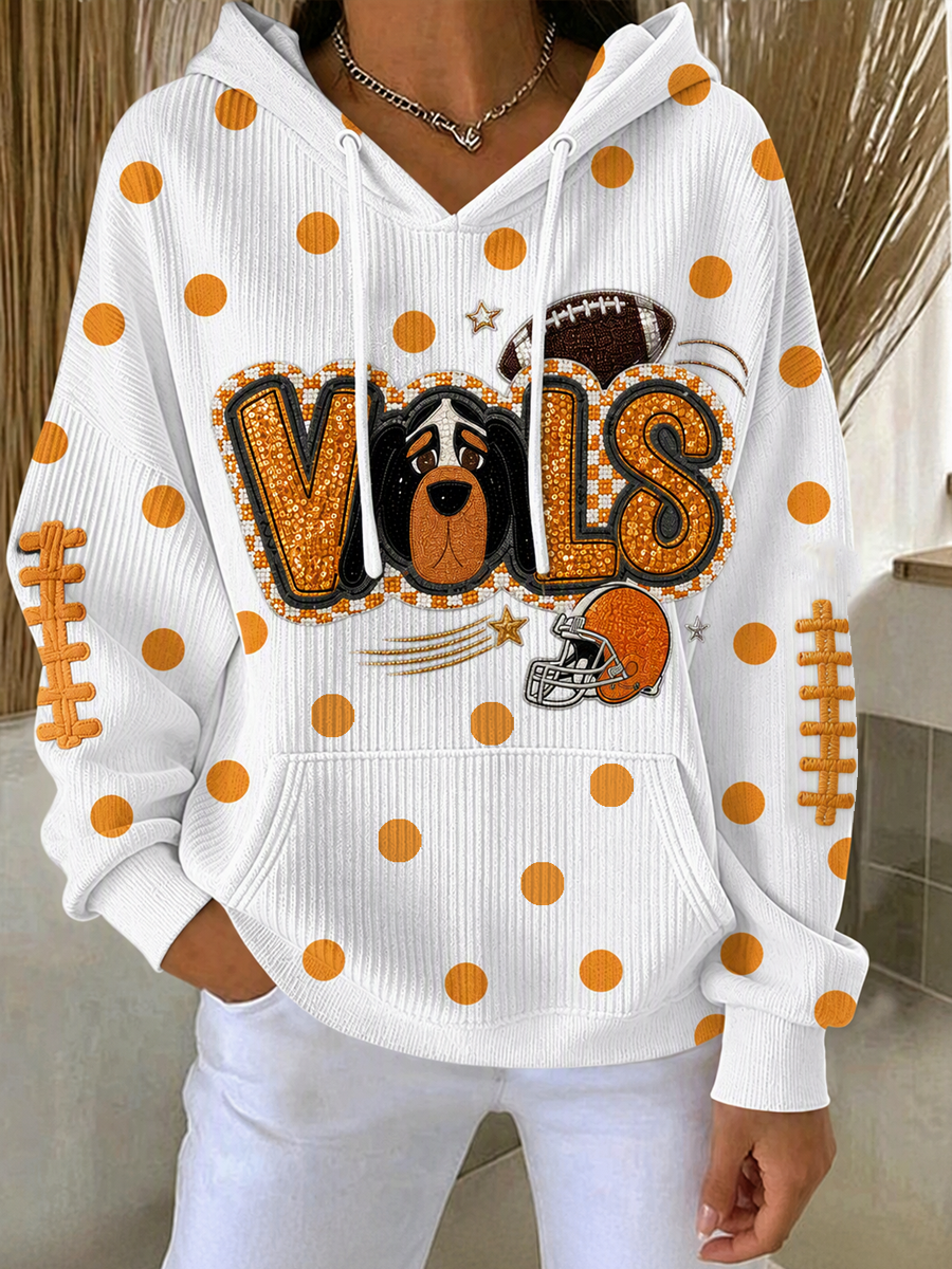 Women'S Football Printed Hooded Sweatshirt