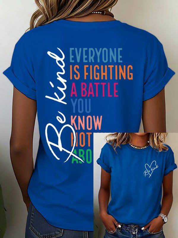 Women's Mental Health Slogan Print T-Shirt