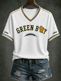 Women's Football Printed V-neck T-shirt