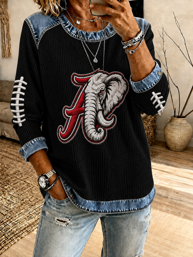 Women'S Football Printed Casual Long Sleeve Top