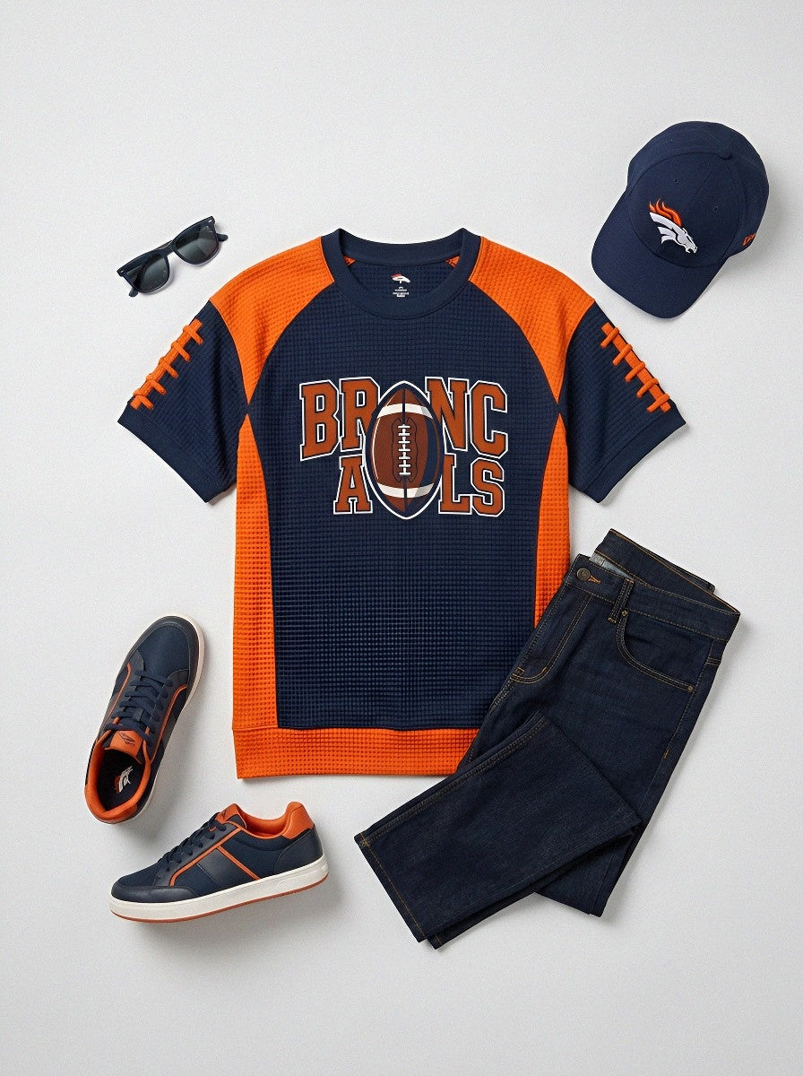 Men's Denver Broncos Football Logo Printed T-shirt