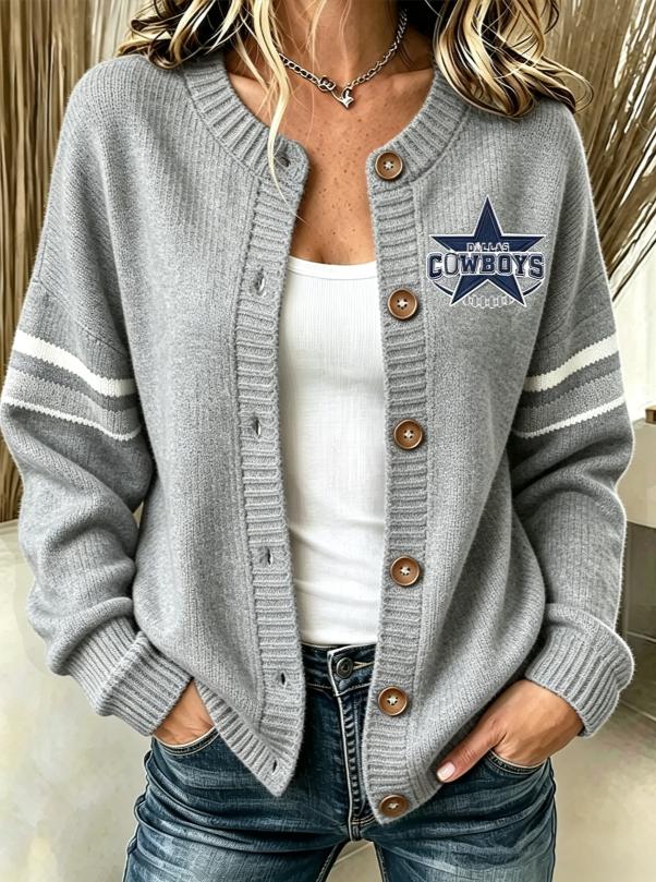 Women'S Casual Football Plant Knitted Cardigan Top