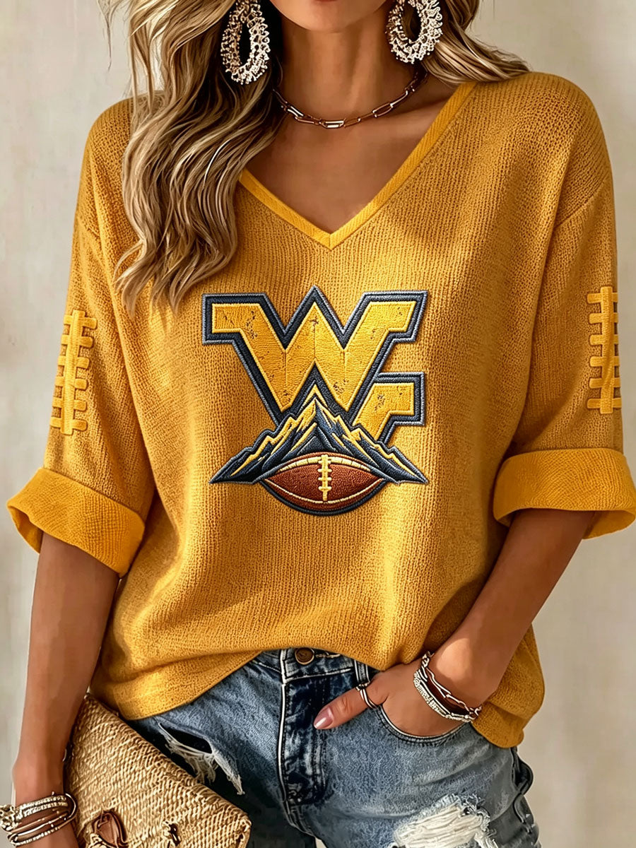 Women'S Football Print Waffle Top