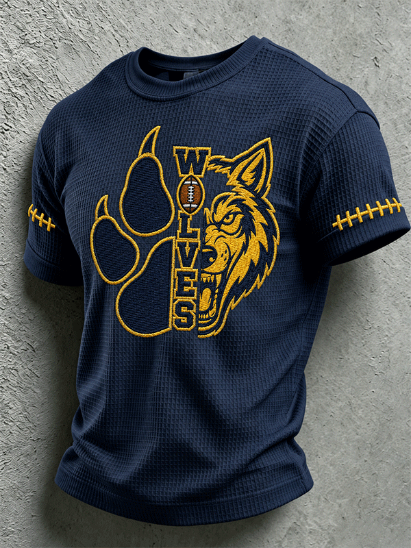 Men's Rugby Waffle Round Neck T-Shirt