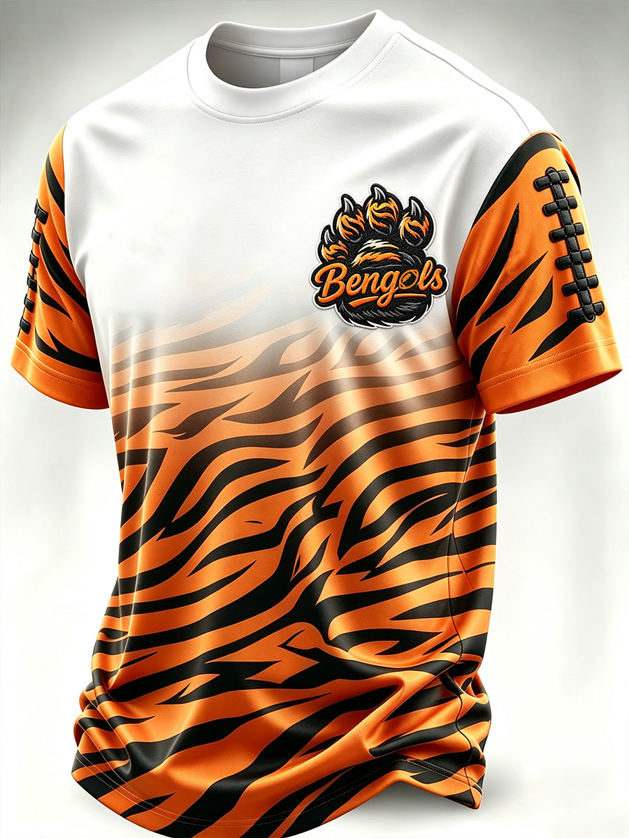 Men's Football Printed Round Neck T-Shirt