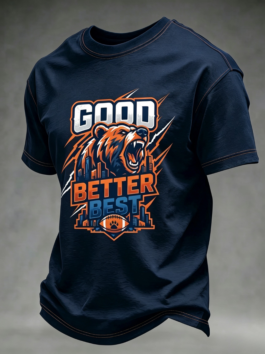 Men's Football Good Better Best printed short sleeved T-shirt