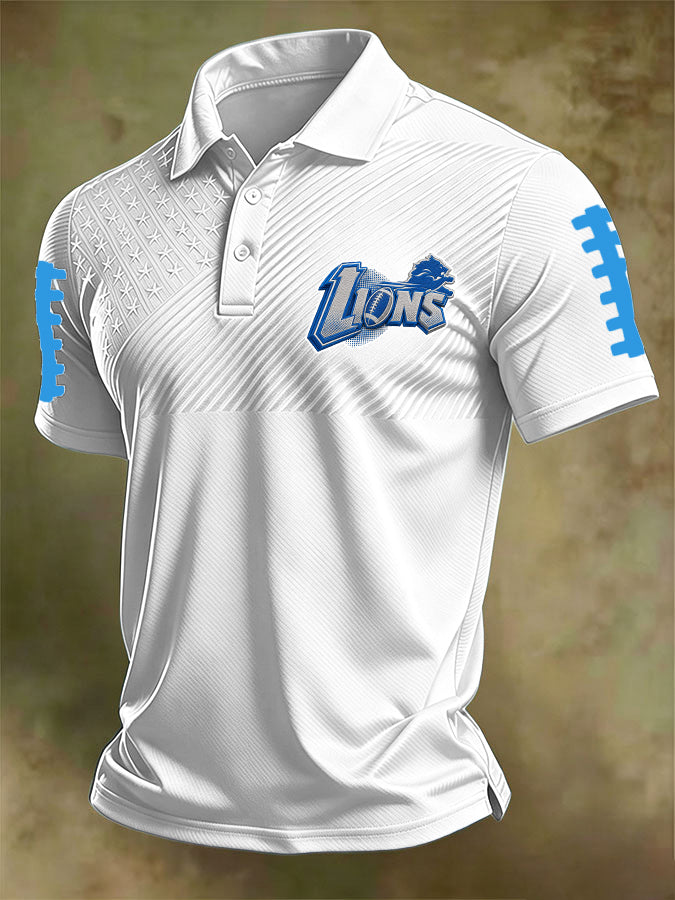 Men'S Football Print Polo T-Shirt