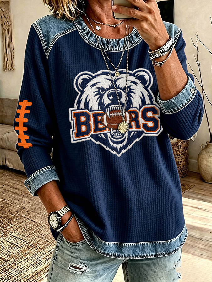 Women'S Football Printed Casual Long Sleeve Top