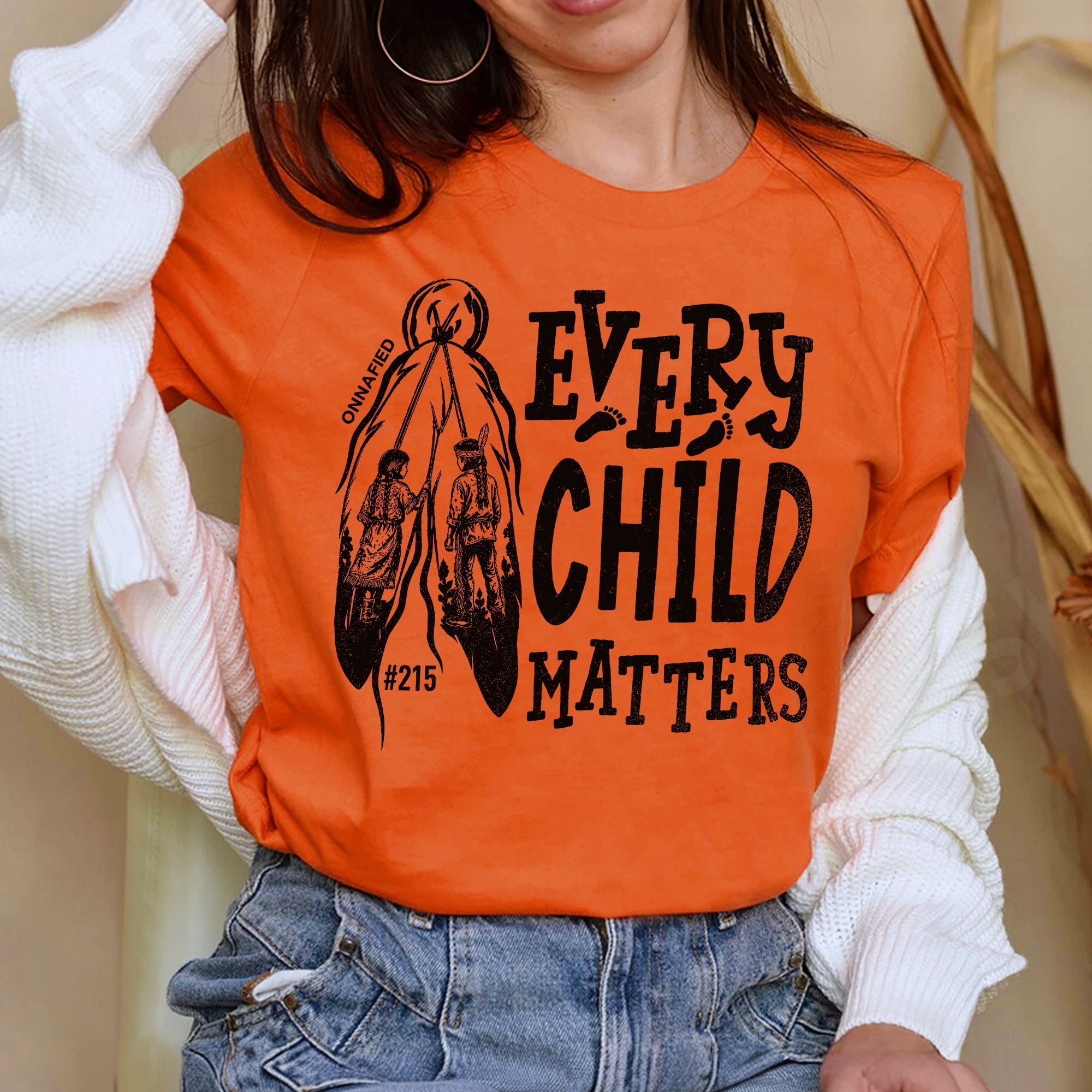 Every Child Matters Orange Shirt – #215 Native Children Never Forgotten Unisex T-shirt/Hoodie/Sweatshirt