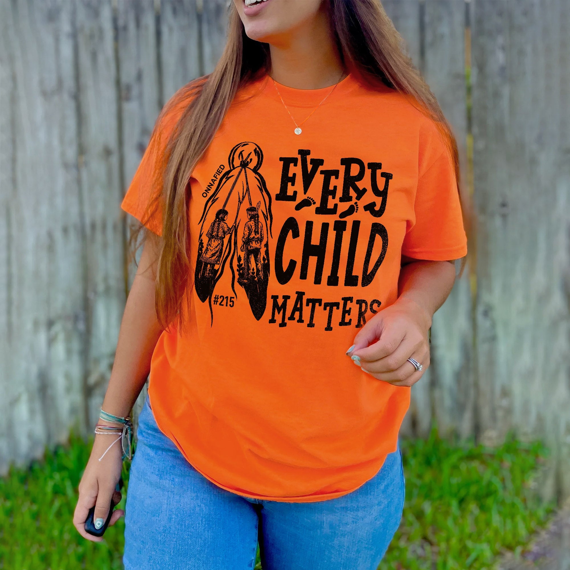 Every Child Matters Orange Shirt – #215 Native Children Never Forgotten Unisex T-shirt/Hoodie/Sweatshirt