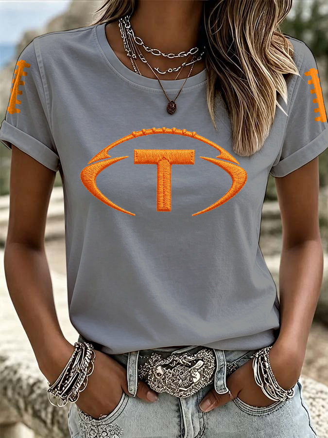 Women'S Retro Football Printed T-Shirt