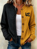 Women'S Casual Football Print Knitted Cardigan Top