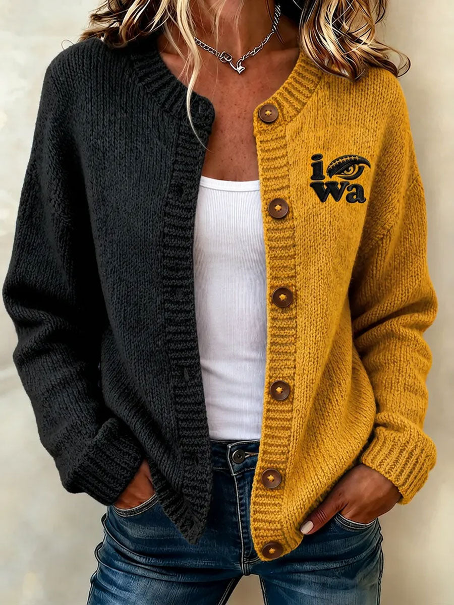 Women'S Casual Football Print Knitted Cardigan Top