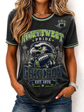Women's Football Printed Vintage Fashion Print T-shirt